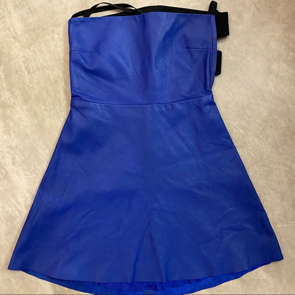 Mason Blue Leather Strapless Dress NWT Size 0